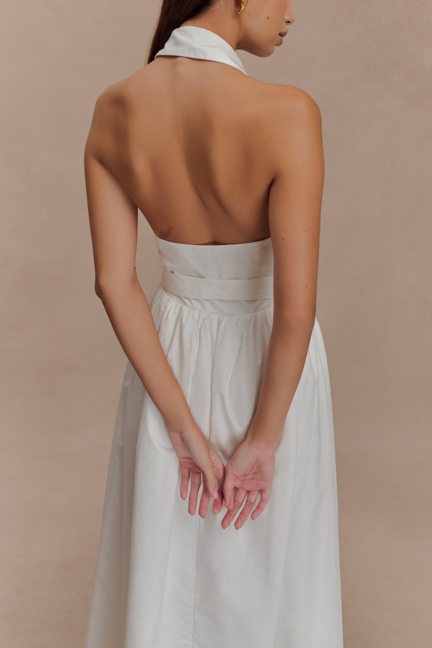 Cindy Collared Midi Dress - White
